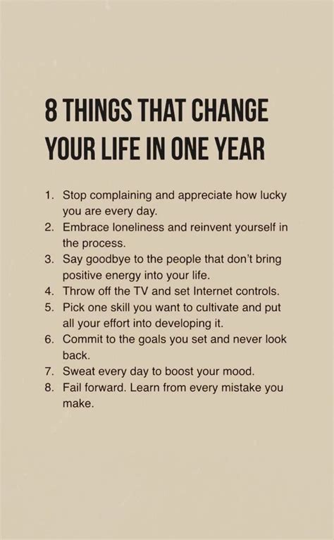 8 Things That Change Your Life In One Year Affirmation Positive Self