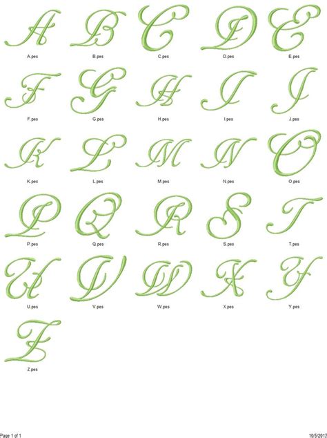 Elegant Satin Script Machine Embroidery Monogram Fonts Designs 4x4 Hoop