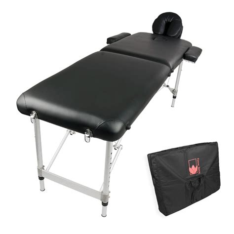 55cm aluminium portable massage table black forever beauty