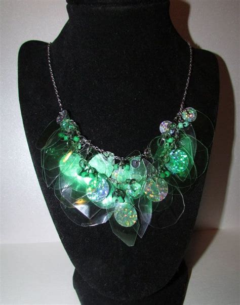 Glittering Leaves Recycled Plastic Statement Necklace By Amazing Graves