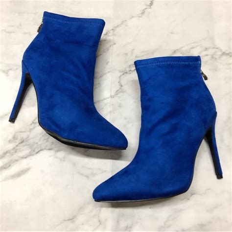 Nordstrom Shoes Royal Blue Suede Womens Ankle Booties Heels Boots