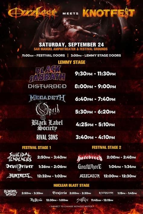 Daily Line Up Announced For Ozzfest Meets Knotfest Screamer Magazine