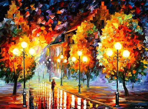 Rain In The Night City Painting By Leonid Afremov Fine Art America