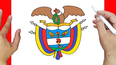 Como dibujar el escudo de Colombia muy Facil para niños paso a paso