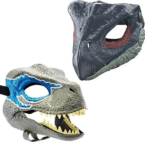 Jurassic World Velociraptor Blue And Therizinosaurus Mask Bundle With