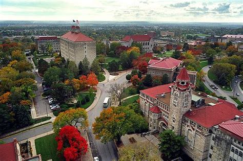 Aerial View Of Campus In Fall Lawrence Kansas University Of Kansas