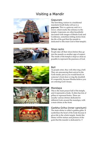 Gcse Hinduism Mandir Worship Activity Teaching Resources