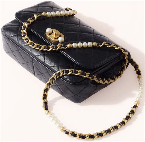 Chanel Flap Bag With Pearl Cc And Chain Bragmybag