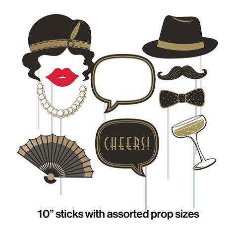 Roaring 20s Paper Disposable 11 Piece Photo Prop Set Photo Booth