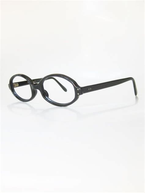 vintage french eyeglasses 1960s black glasses womens oval angular optical frames midnight