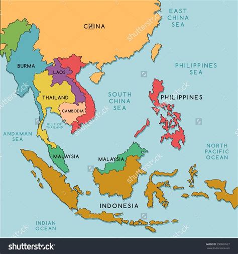 Download East And Southeast Asia Political Map Major Tourist Inside