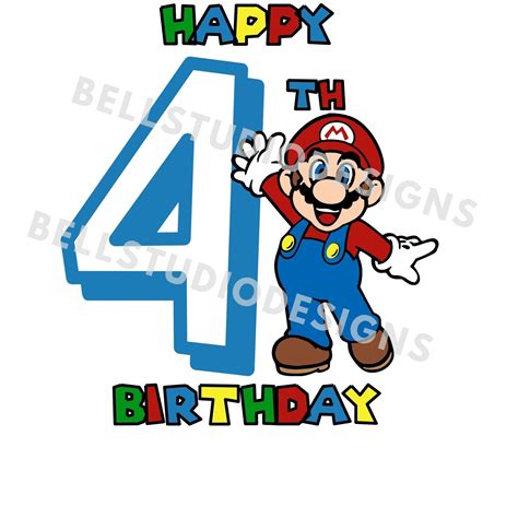 Super Mario 4th Birthday Svg Png  Birthday Svg Cricut