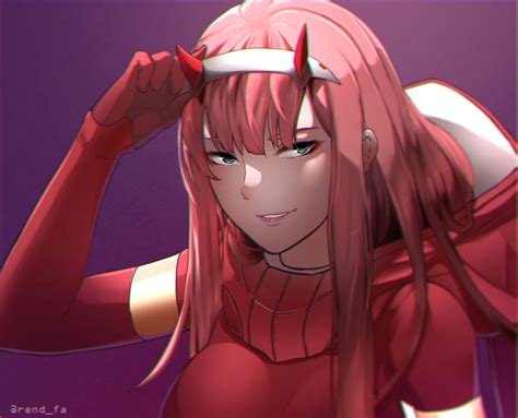 Обои на рабочий стол Zero Two Зеро Ту из аниме Darling In The Franxx