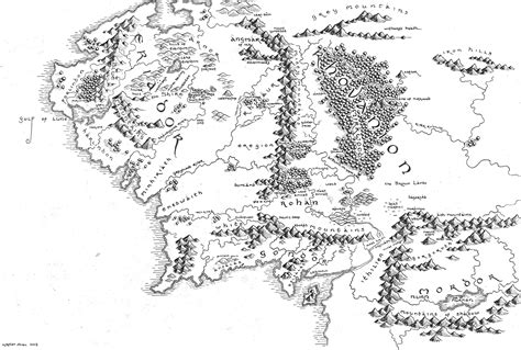 Middle Earth Map Bandw