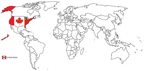 World Map Showing The Location The United States But The Legend Is A