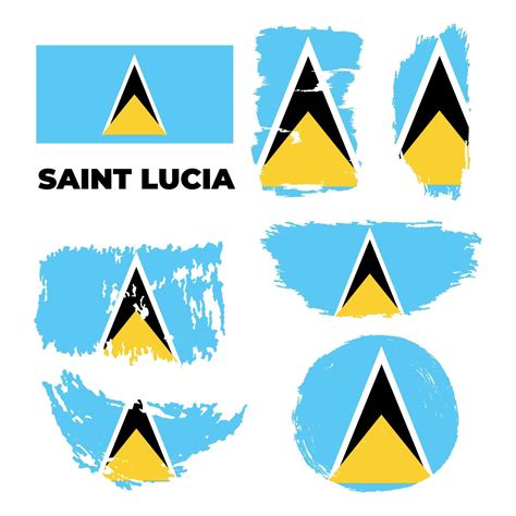 Grunge Style Brush Painted Saint Lucia Country Flag Illustration Independence Day Artistic