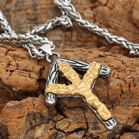Dual Color Stainless Steel Elhaz Rune Necklace Stainless Steel