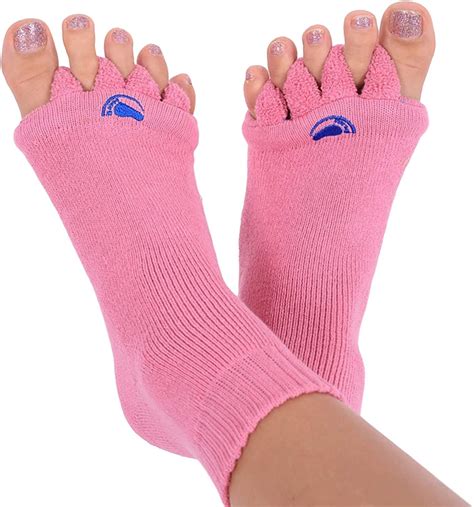Foot Alignment Socks With Toe Separators By My Happy Feet For Men Or Women Pink Small