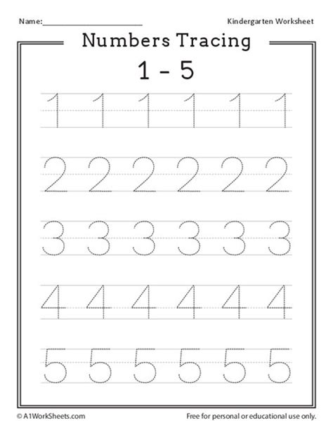 Number 1 5 Tracing Worksheets For Pre K And Kindergarten