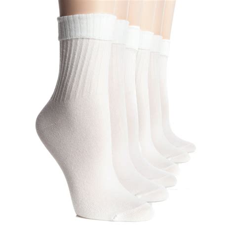 Hue Hue Women 6 Pack Sports Ankle Turn Cuff Smooth Rayon Socks 2658