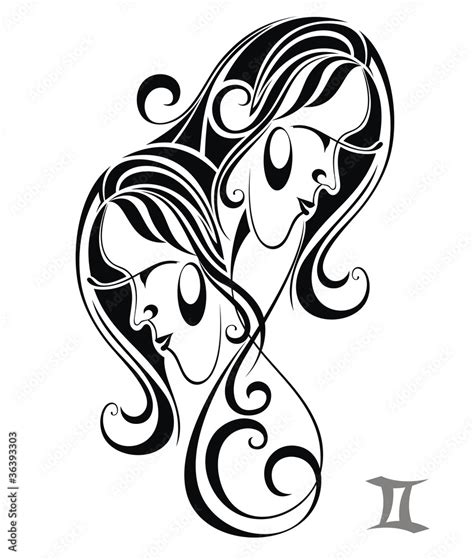Zodiac Sign Gemini Tattoo Design Stock Vektorgrafik Adobe Stock