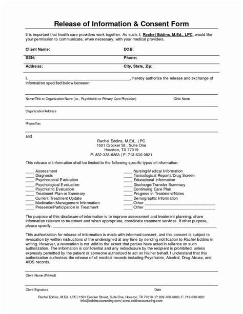 Information Release Form Template Inspirational Release Information