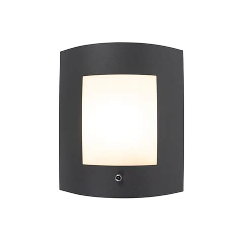 Modern Wall Lamp Dark Grey Ip44 With Twilight Switch Emmerald 1