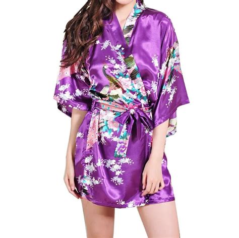 Silk Bathrobe Women Satin Kimono Robes For Women Floral Robes