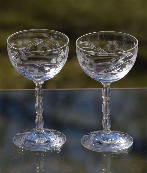 4 Vintage Etched Liquor ~ Wine Cordial Glasses Set Of 4 Fostoria