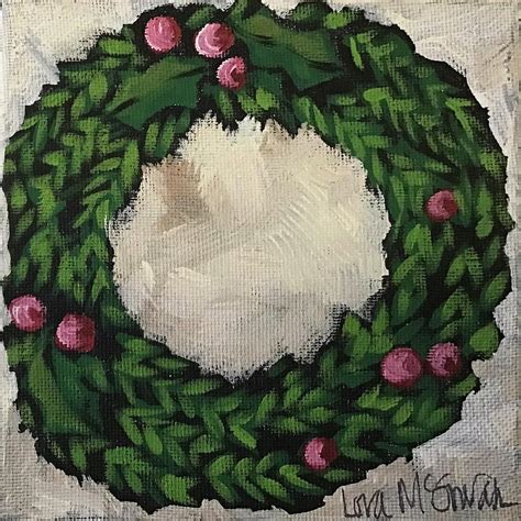Christmas Wreath Painting By Lora Mcgowan Pixels