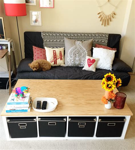 Ikea metal coffee table with storage and glass. 10 Easy And Cute DIY Coffee Tables From IKEA Items ...