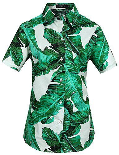 SSLR Womens Hawaiian Shirts Short Sleeve Blouses Casual Button Down Shirts For Women Hawaiian