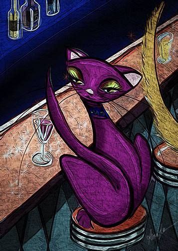 Purple Cat Art By Alma Lee On Facebook April 2015 ♥༺ ༻♥ Crazy Cat Lady
