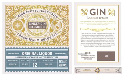 Premium Vector Complete Vintage Label With Gin Liquor Design