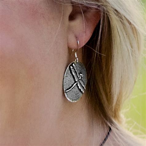 Oberon Design Britannia Metal Jewelry Earrings Dragonfly