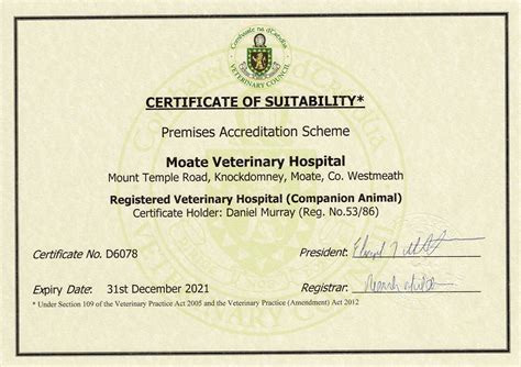 We Received Our Veterinary Hospital Certification Moate Vet Hospital