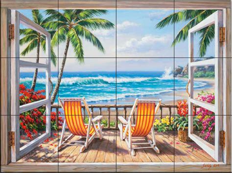 Tile Mural Tropical Terrace By Sung Kim Tropical Tile Murals By