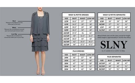 Slny Size Chart Dresses Images 2022