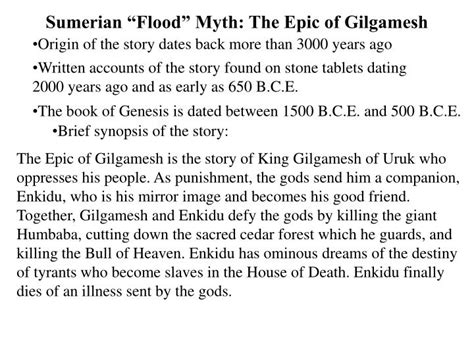 Ppt Sumerian “flood” Myth The Epic Of Gilgamesh Powerpoint