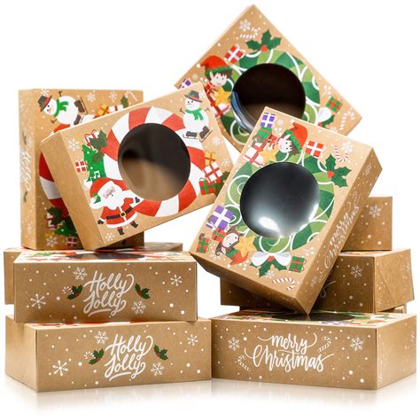 Buy Joyousa Christmas Cookie Boxes Bulk 12 Pack Kraft Large Holiday