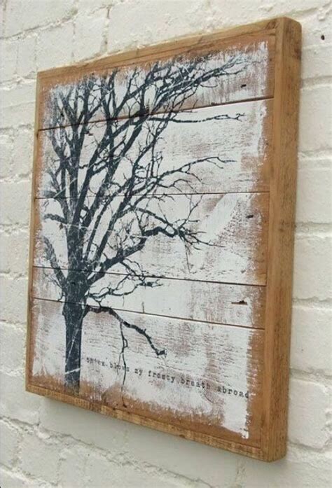 Bare Branch Tree Painting On Reclaimed Plank Wood Nice Artistic Touch