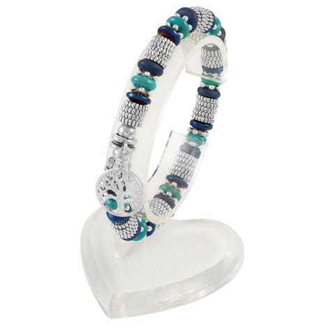Oceania Turquoise Multi Silver Tone Magnetic Stretch Bracelet