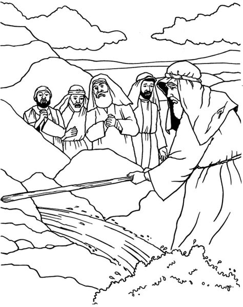 Moses Strike His Stick To The Rock Coloring Page Color Luna