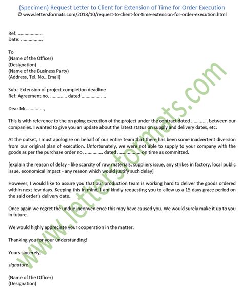 May 07, 2019 · a project charter, on the other hand, is a formal document based on the sow which is submitted for authorization. Request Letter to Client for extension of time for Order ...