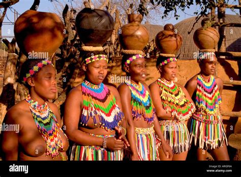 Colorful Women In Native Zulu Tribe At Shakaland Center South Africa