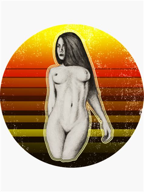 Retro Vintage Distressed Nude Naked Woman Sunset Sticker For Sale By
