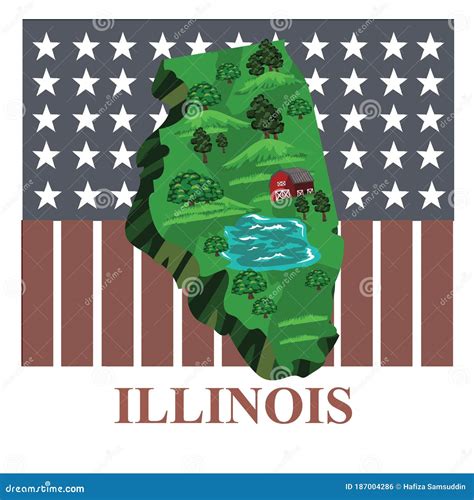 Illinois State Map Vector Illustration Decorative Design Stock Vector