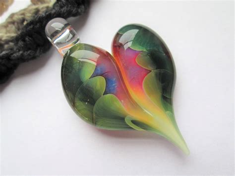 Heart Gorgeous Hand Blown Glass Heart Pendant On Handmade Hemp Necklace In Your Choice Of Color