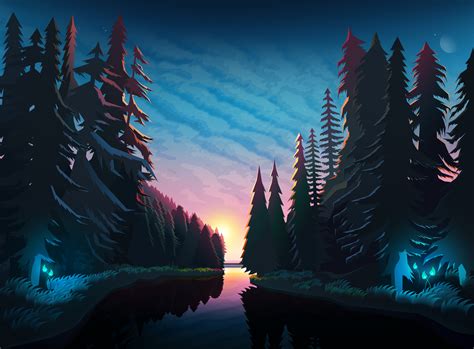 Sundown Landscape Minimalist Hd Artist 4k Wallpapers Images
