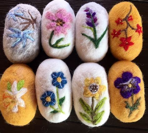 Felted Soap With Dry Felted Flowersdecoration Unique T Etsy Wool